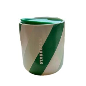 Starbucks 2022 Holiday Traveler Tumbler Ceramic 8oz Mug Green White NEW